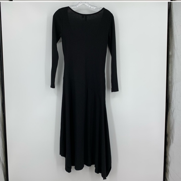 ASOS NWT Scoop Neck Asymmetric Hem Black Midi Dress, Sz 4 Tall - Picture 6 of 7
